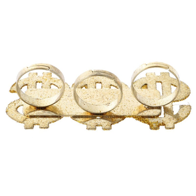 KODORIA 3pcs Golden Dollar Sign Money Pendant Necklace Glasses Ring Menâ€™s Funny Pimp Gangster Rapper Fancy Costume Prop - Image 5